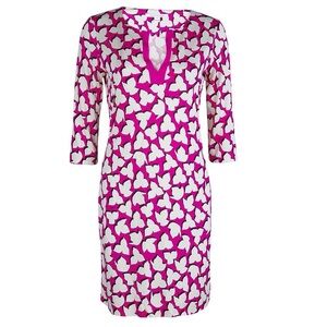 Diane Von Furstenberg Pink Printed Silk Jersey Reina Dress Size 12
